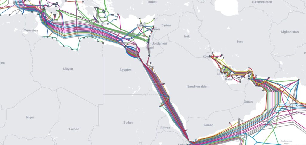 Unterwasser-Datenkabel im nahen Osten